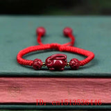 Vintage Chinese Vermilion Rabbit Bracelet Charm Natural Stone Bangle