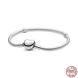 925 Silver Rose Bucket Buckle Snake Bone Chain Bracelet for Charm Pendant DIY