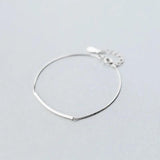 925 Silver Minimalist Curved Line Charm Bracelet Bangle for Women