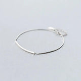 925 Silver Minimalist Curved Line Charm Bracelet Bangle for Women