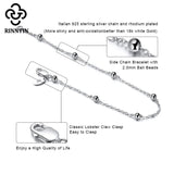 Italian 925 Silver Cable Chain Bracelet With Ball 6.5-8 Inch Size