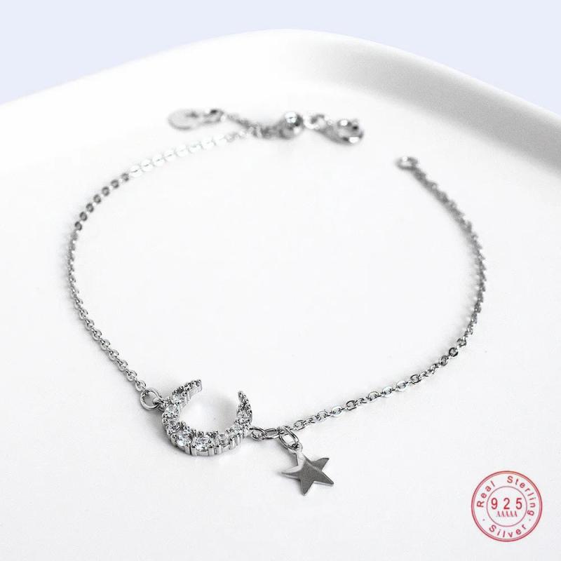 925 Silver Moon Star Bracelet Classic Student Party Jewelry