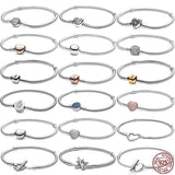 925 Silver Heart Bucket Bracelet for Charm Beaded DIY Jewelry