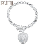 925 Silver Zircon Heart Key Bracelet for Women Wedding Jewelry