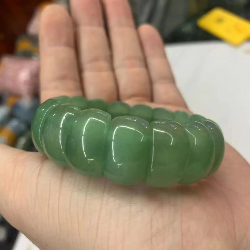 Green Aventurine Jade Stone Beads Bracelet Natural Gemstone Bangle