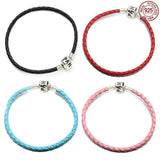 925 Silver Leather Snake Bone Chain Bracelet Original Charm DIY Gift