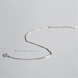 Sterling Silver Long Bead Chain Bracelet for Women