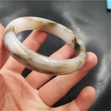 Hand-carved Xinjiang Silk Jade Wide Band Bracelet