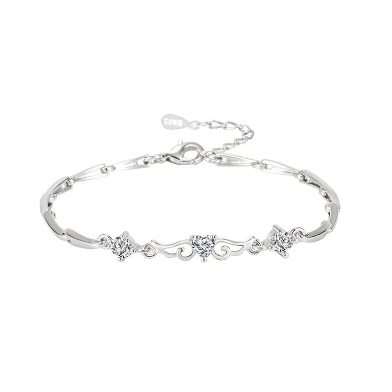 925 Silver Heart Shape Zircon Bracelet for Women