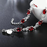 925 Silver Red Zircon Woman Bracelet High Jewelry Gift