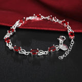 925 Silver Red Zircon Woman Bracelet High Jewelry Gift