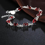 925 Silver Red Zircon Woman Bracelet High Jewelry Gift
