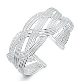 925 Silver Wide Cuff Bangle Bracelet for Women Men