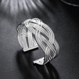 925 Silver Wide Cuff Bangle Bracelet for Women Men