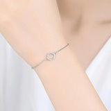 925 Silver Glittering Circle Charm Bracelet Women Jewelry