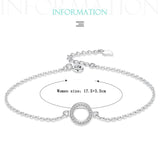 925 Silver Glittering Circle Charm Bracelet Women Jewelry