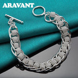 925 Silver Round Weave Bracelet Women Wedding Jewelry