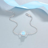 JewelOra Square Opal Bracelet with CZ Chain - 925 Sterling Silver