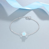 JewelOra Square Opal Bracelet with CZ Chain - 925 Sterling Silver