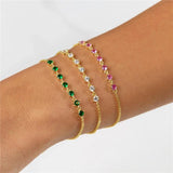 925 Silver Green Red Zircons Bracelets Stackable Summer Jewelry