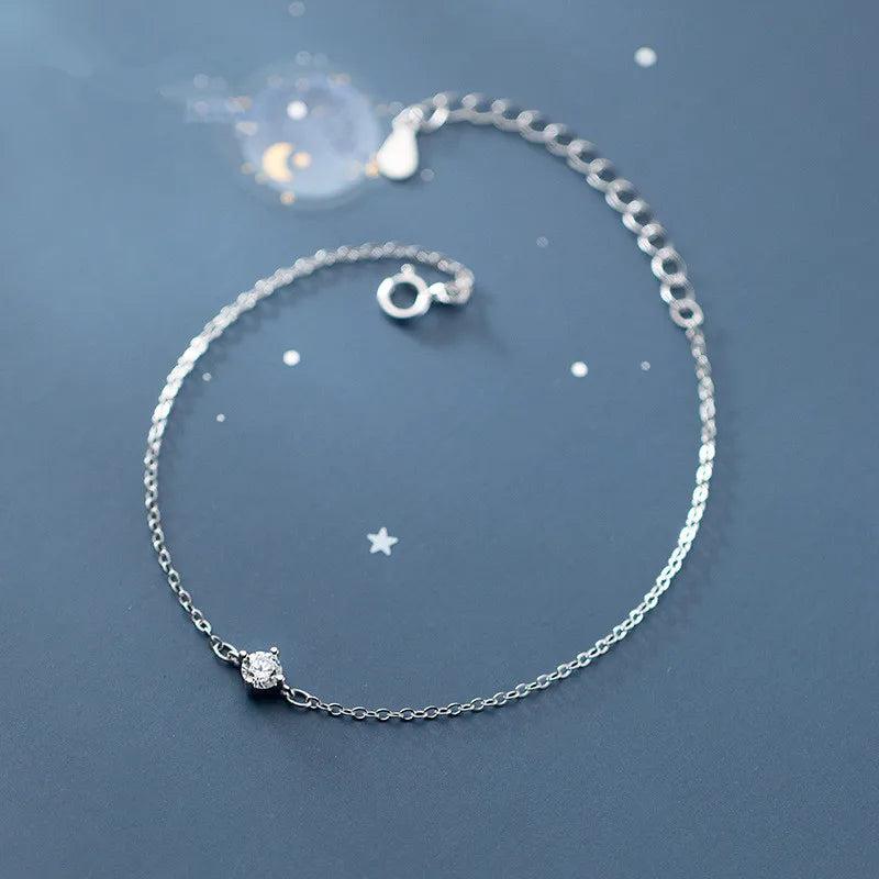 925 Silver Crystal Zircon Charm Bracelet French Punk Party Jewelry