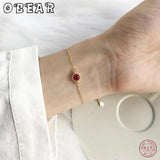 925 Silver Red Zircon Bracelet 18K Yellow Chain Girls Wedding Wristband