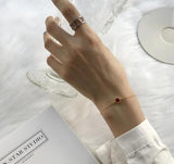 925 Silver Red Zircon Bracelet 18K Yellow Chain Girls Wedding Wristband