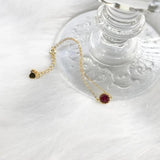 925 Silver Red Zircon Bracelet 18K Yellow Chain Girls Wedding Wristband