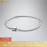 925 Silver Barrel Clasp Snake Chain Bracelet for Women