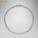 925 Silver Barrel Clasp Snake Chain Bracelet for Women