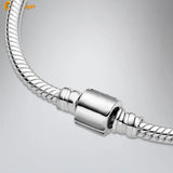 925 Silver Barrel Clasp Snake Chain Bracelet for Women