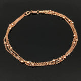 Purple 14K Rose Three Layer Chain Beads Bracelets for Women