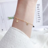 TrustDavis 925 Silver Sweet 5 Star Bracelet For Women