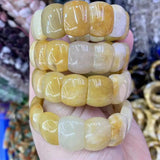 Yellow Jade Stone Beads Bracelet Natural Gemstone Jewelry Bangle