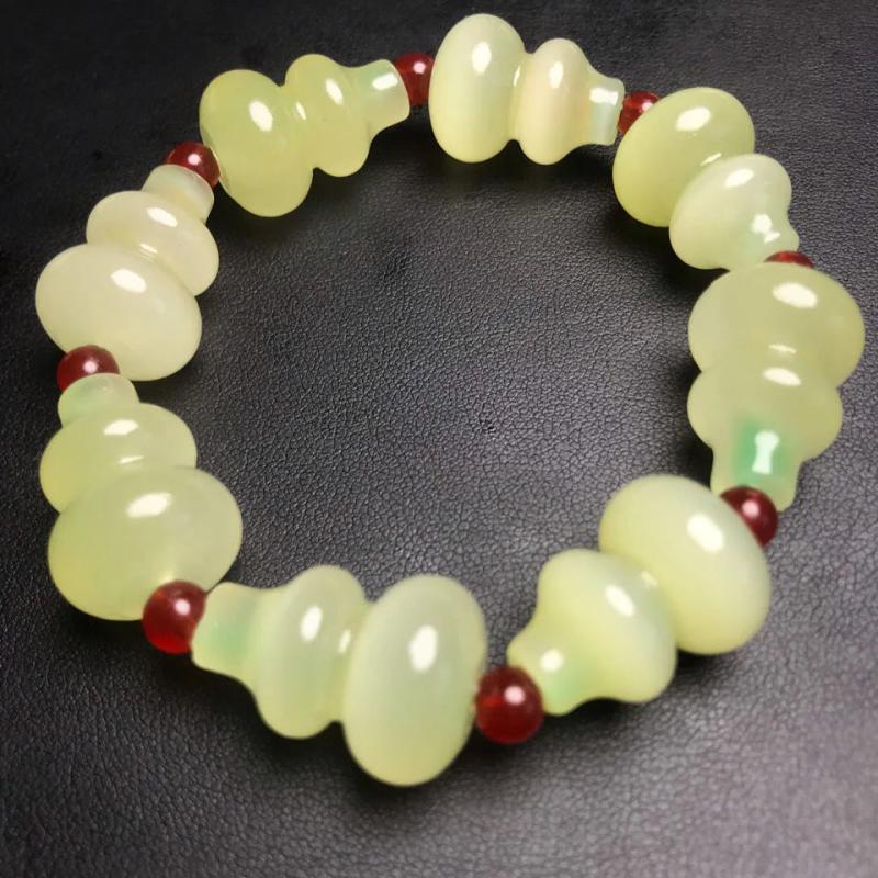 Natural Jade Afghan Gourd Beads Bracelet Adjustable Bangle