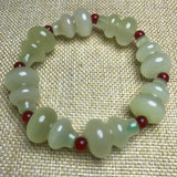 Natural Jade Afghan Gourd Beads Bracelet Adjustable Bangle