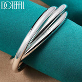 925 Silver 3-Line Bangle Bracelet Wedding Jewelry
