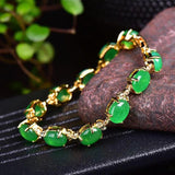 Green Jade Agate Beads Bracelet Adjustable Bangle Charms