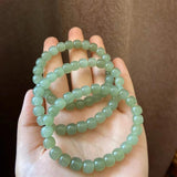 Green Jade Beads Elastic Bracelet Luck Amulet Women