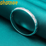 925 Silver Flower Bangle Bracelet For Women Wedding Jewelry