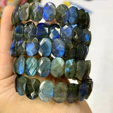 Rainbow Labradorite Stone Beads Bracelet Natural Gemstone Diy Jewelry Bangle