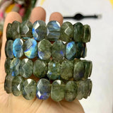 Rainbow Labradorite Stone Beads Bracelet Natural Gemstone Diy Jewelry Bangle