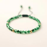 925 Silver Round Green Ctystal Chain Bracelet For Women