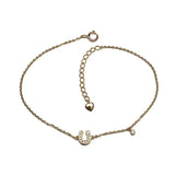 925 Silver Zircon Heart U Bracelet 14K Chain
