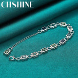 925 Silver Square Bracelet Multicolor Zircon Women Jewelry