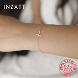 925 Silver 14K Plated Zircon Cross Charm Bracelet Women Party Jewelry