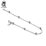925 Silver Cable Chain Bracelet w/ Ball Beads 16.5-20cm SB67