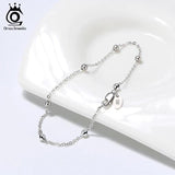 925 Silver Cable Chain Bracelet w/ Ball Beads 16.5-20cm SB67