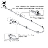 925 Silver Cable Chain Bracelet w/ Ball Beads 16.5-20cm SB67