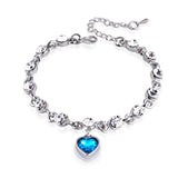 Heart-shaped Silver Sapphire Bracelet for Women